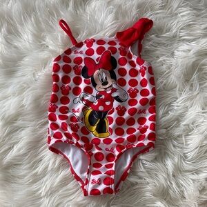 Disney Red and White Minnie Mouse Kids Swim One Piece